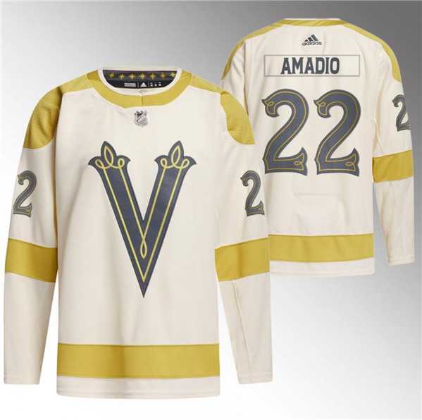 Mens Vegas Golden Knights #22 Michael Amadio Cream 2024 Winter Classic Breakaway Stitched Jersey Dzhi->->NHL Jersey